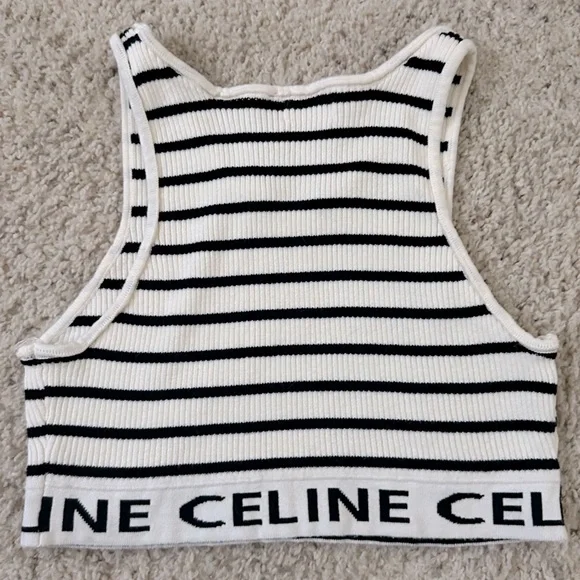 Celine Black and White Striped Women's Top - Picture 2 of 2
